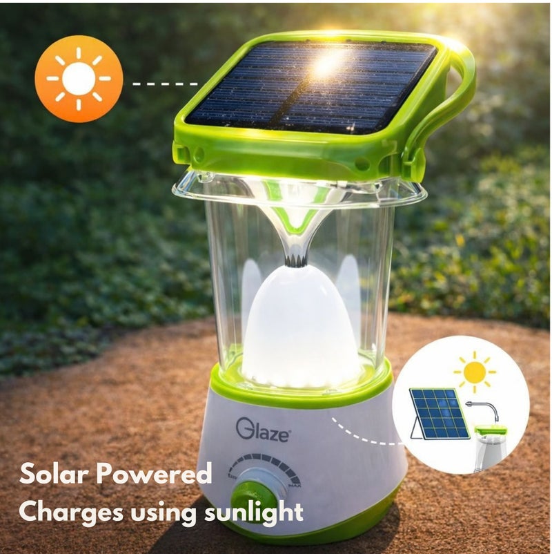 جليز فانوس تخييم LED قابل للشحن مع لوحة شمسية ومنفذ USB، ضوء طوارئ محمول، سطوع قابل للتعديل، إضاءة خيمة خارجية للتخييم، المنزل وانقطاع الكهرباء - Image 5